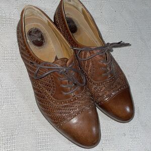 Paragon Men’s Captoe Dress Shoes Size 12 D Brown Weave Leather Business Formal